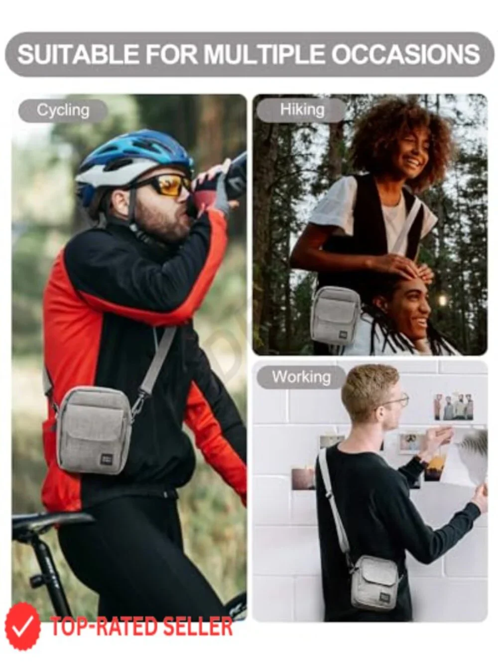 Nylon Crossbody Sling Bag Travel Passport Wallet Adjustable Strap